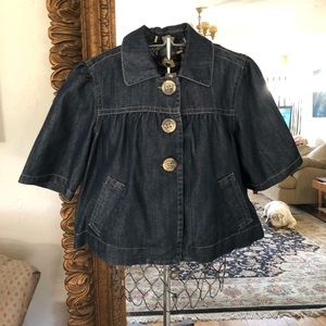 Baccini denim cropped duster jacket.